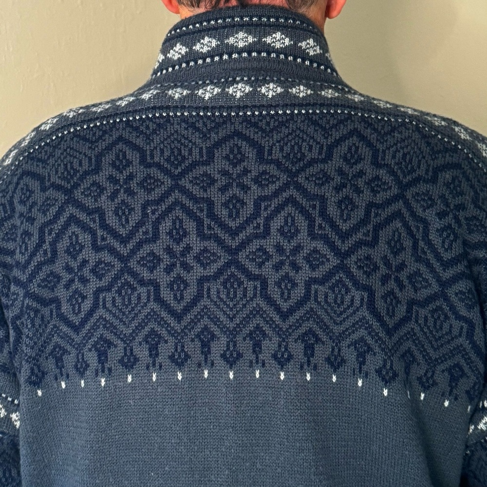 MEISTER Vintage Ski Sweater Half Zip Wool Blend Nordic Fair Isle Warm Winter XL - Picture 10 of 14